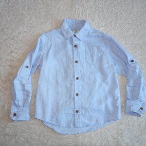 Boys Size 6/7 Class Club Linen Long Sleeve Pastel Blue Button Down Shirt